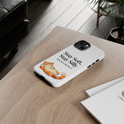 Orange Cat Aesthetic Phone Case – Stay Soft, Stay Silly | Custom Text Available | Little Joys, Big Heart