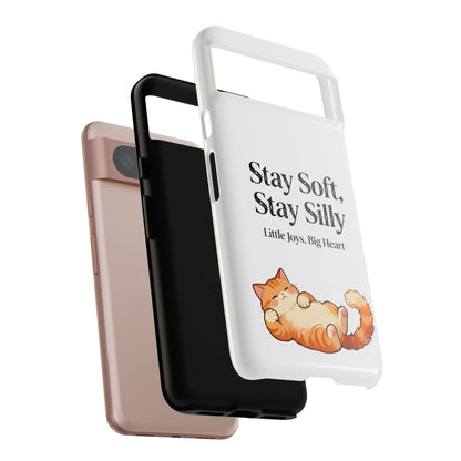 Orange Cat Aesthetic Phone Case – Stay Soft, Stay Silly | Custom Text Available | Little Joys, Big Heart