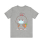 Playful Bunny in Mask T-Shirt – Adorable Carrot-Loving Rabbit Cartoon Design