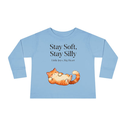 Adorable Sleeping Cat Toddler Long Sleeve – Soft & Playful “Stay Silly” Kids Top