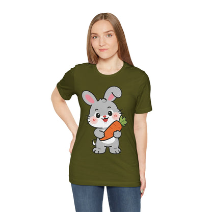 Sweet Bunny & Carrot Graphic Tee – Soft Pastel Rabbit Illustration Shirt