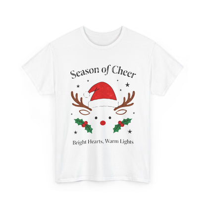 Bright Hearts Reindeer Christmas T-Shirt – Cozy Holiday Gift for Family and Friends