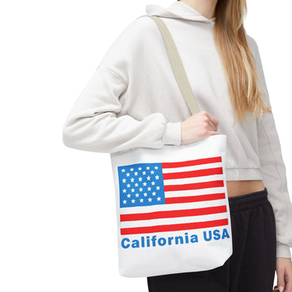 California Bear Pride Tote – Bold USA Flag Canvas Bag for Everyday Carry