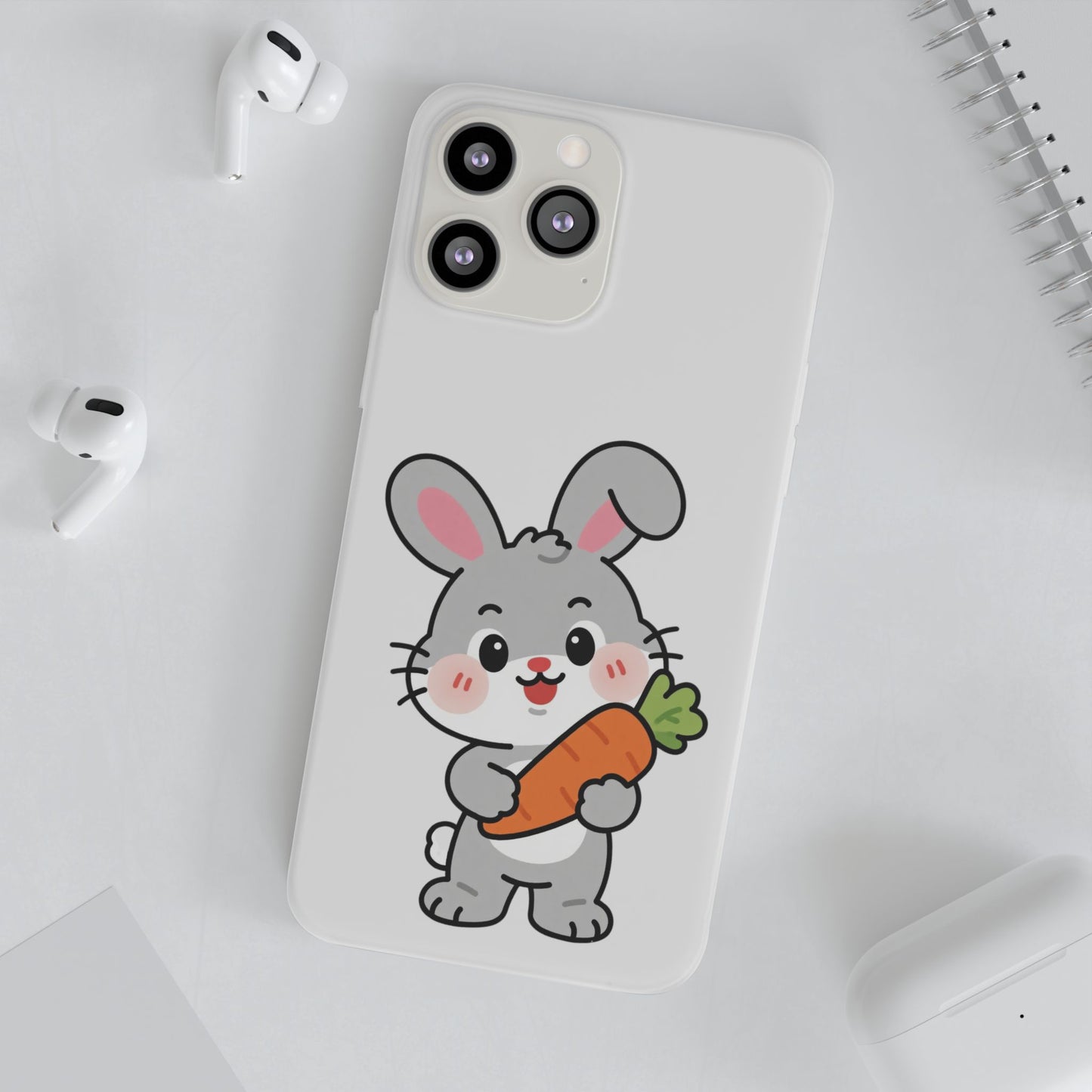 Playful Bunny Holding Carrot Phone Case – Soft, Charming Protective Cover