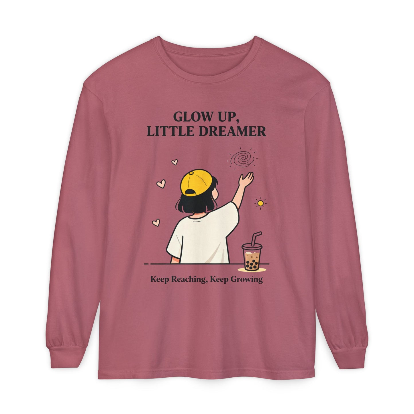 Glow Up Dreamer Long Sleeve Tee – Uplifting Inspirational Graphic Shirt