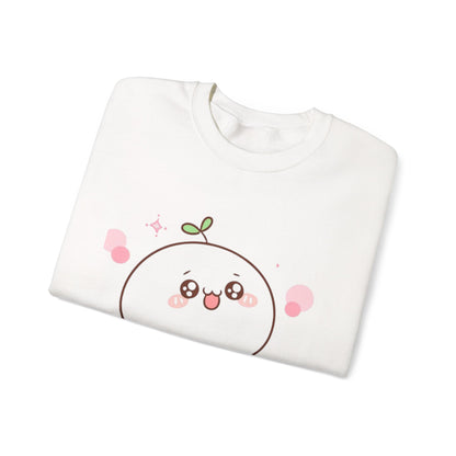 Blushing Peach Kawaii Sweatshirt – Soft Cute Cartoon Crewneck for Cozy Everyday Style