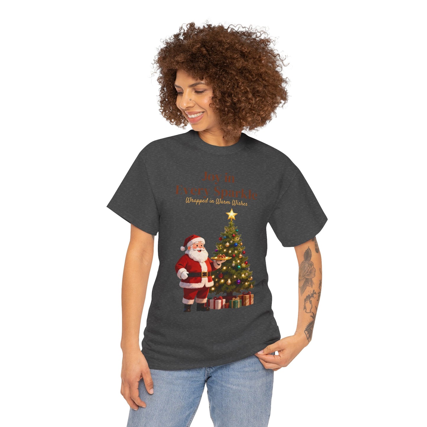 Cozy Santa & Tree Christmas T-Shirt – Festive Holiday Tee for Joyful Winter Days