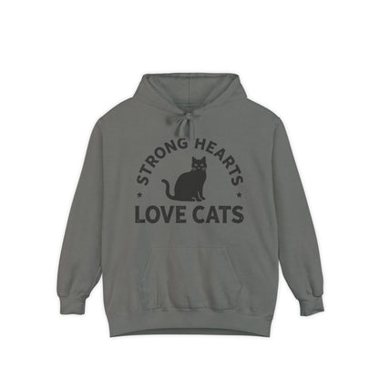 Strong Hearts Love Cats Hoodie – Bold Vintage Cat Graphic Pullover