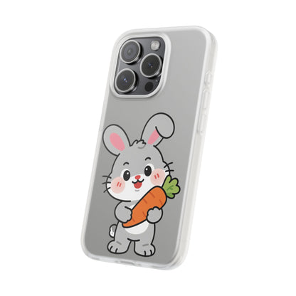 Playful Bunny Holding Carrot Phone Case – Soft, Charming Protective Cover