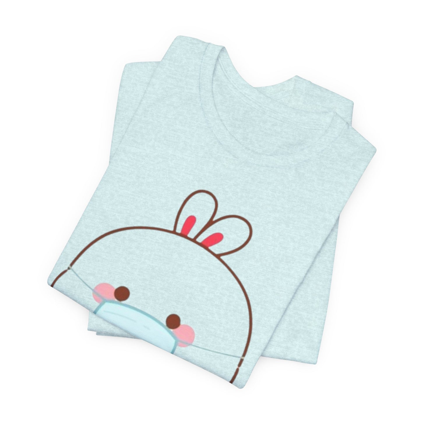 Playful Bunny in Mask T-Shirt – Adorable Carrot-Loving Rabbit Cartoon Design
