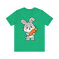 Sweet Bunny & Carrot Graphic Tee – Soft Pastel Rabbit Illustration Shirt