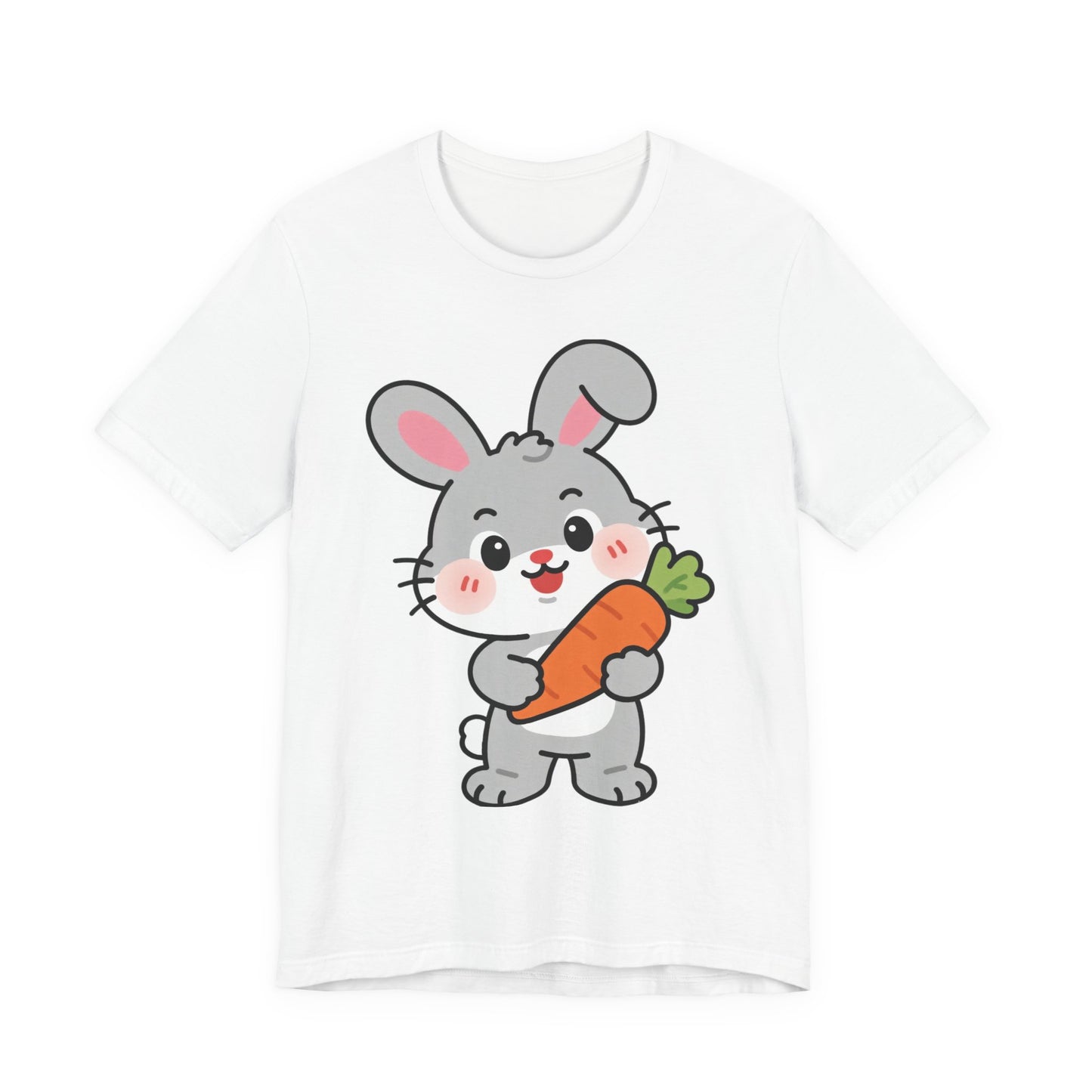 Sweet Bunny & Carrot Graphic Tee – Soft Pastel Rabbit Illustration Shirt
