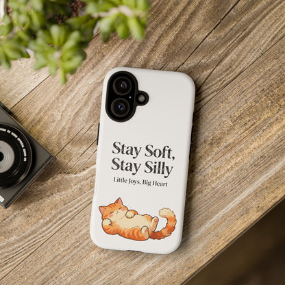 Orange Cat Aesthetic Phone Case – Stay Soft, Stay Silly | Custom Text Available | Little Joys, Big Heart