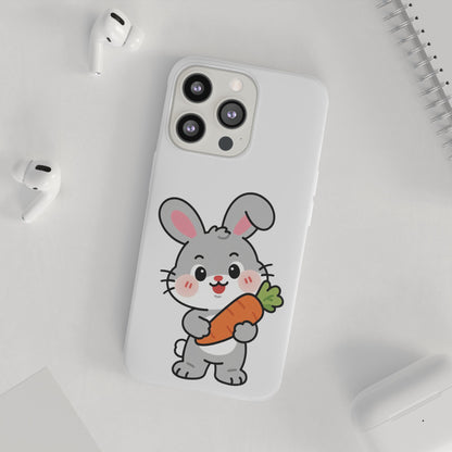 Playful Bunny Holding Carrot Phone Case – Soft, Charming Protective Cover