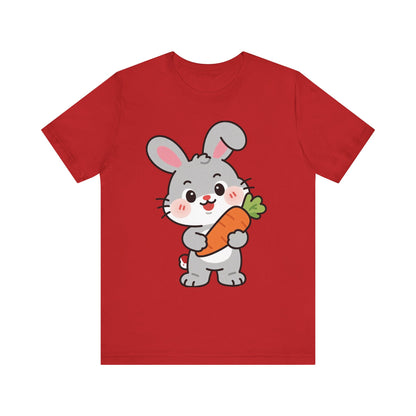 Sweet Bunny & Carrot Graphic Tee – Soft Pastel Rabbit Illustration Shirt