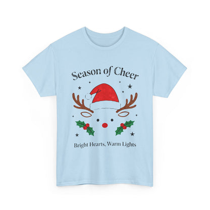 Bright Hearts Reindeer Christmas T-Shirt – Cozy Holiday Gift for Family and Friends