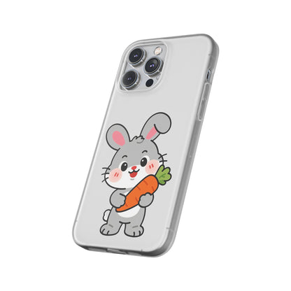 Playful Bunny Holding Carrot Phone Case – Soft, Charming Protective Cover