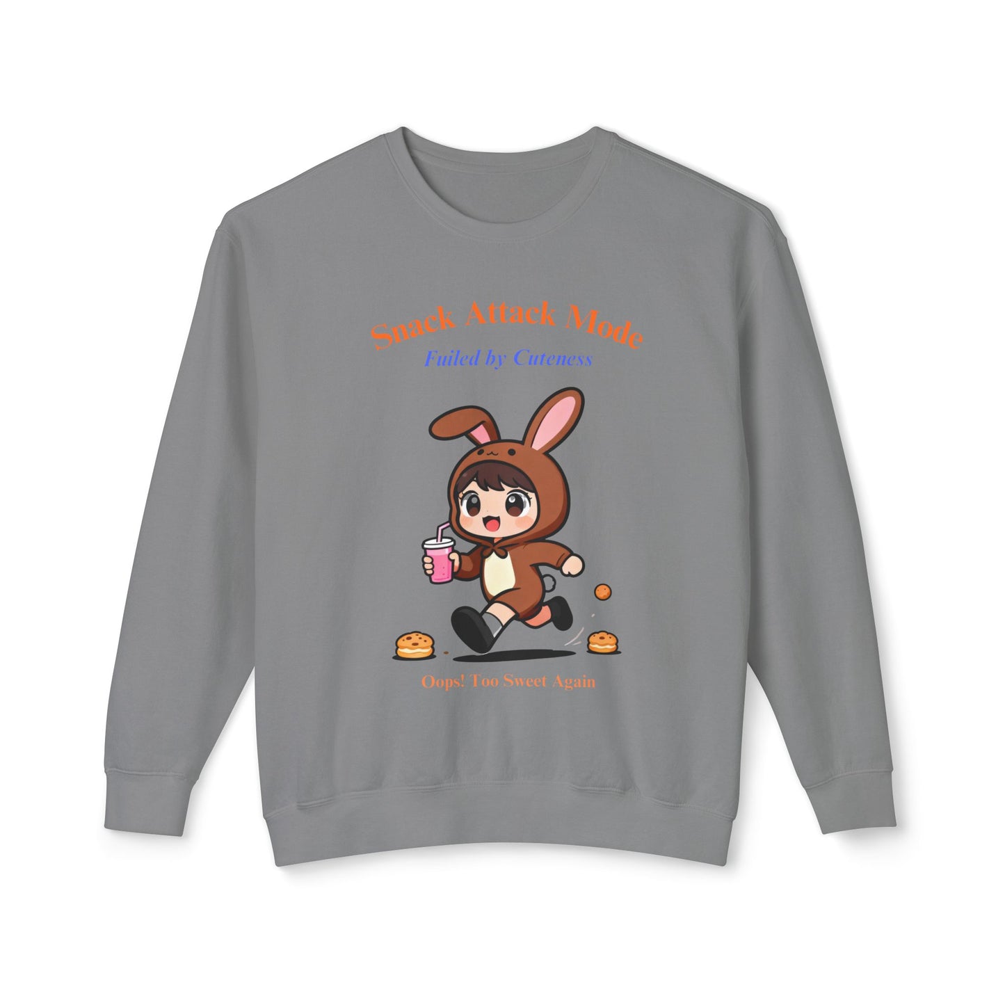 Kawaii Bunny Snack Lover Crewneck – Cute Cartoon Pullover for Cozy Everyday Style