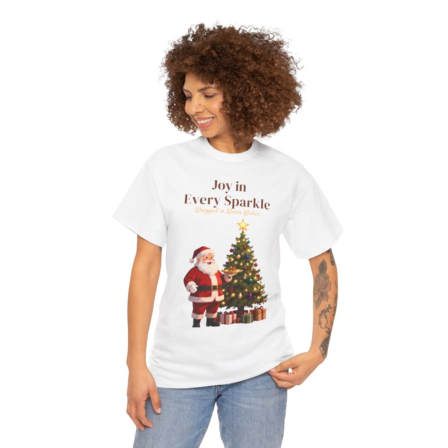 Cozy Santa & Tree Christmas T-Shirt – Festive Holiday Tee for Joyful Winter Days