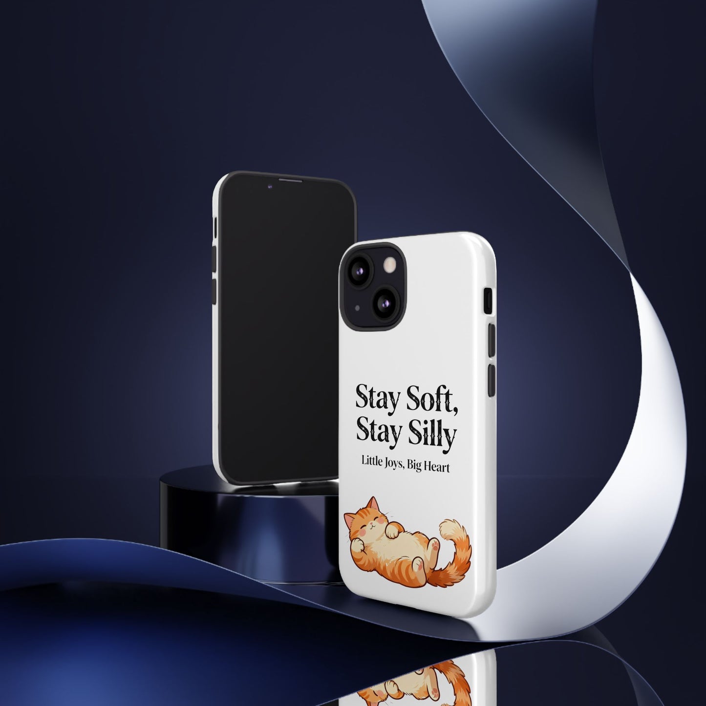 Orange Cat Aesthetic Phone Case – Stay Soft, Stay Silly | Custom Text Available | Little Joys, Big Heart