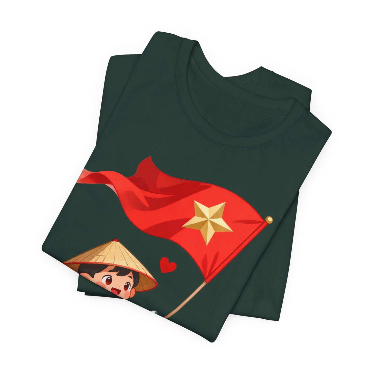 intage Vespa Rider Tee – Adorable Kid & Star Flag Illustration, Travel-Style Vietnam Graphic Shirt