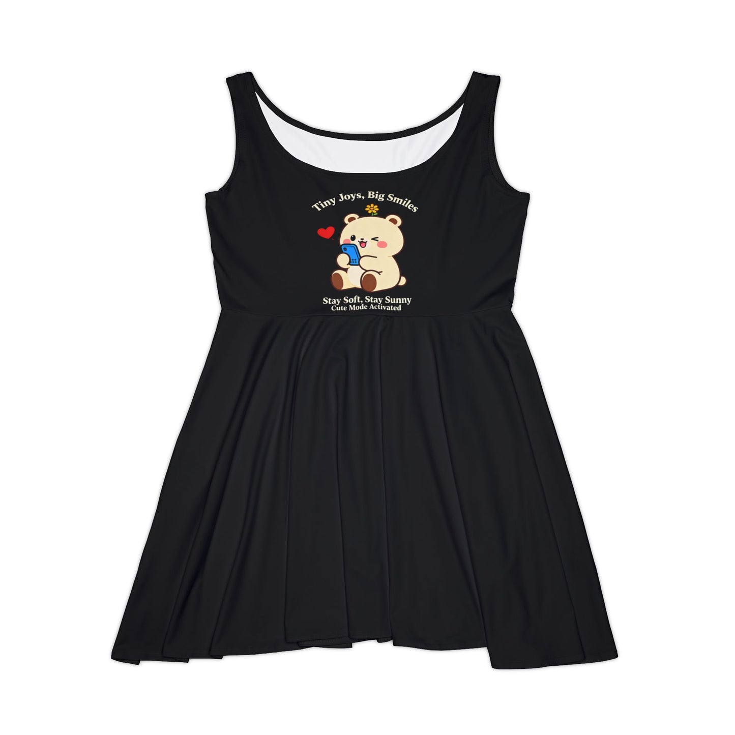 Kawaii Teddy Bear Skater Dress – Cheerful Graphic Outfit for Playful, Sunny Days