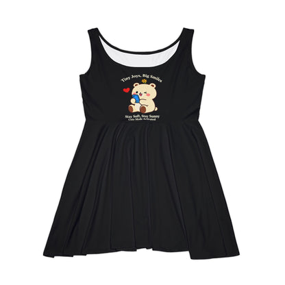 Kawaii Teddy Bear Skater Dress – Cheerful Graphic Outfit for Playful, Sunny Days