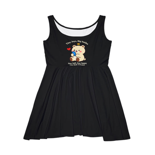 Kawaii Teddy Bear Skater Dress – Cheerful Graphic Outfit for Playful, Sunny Days