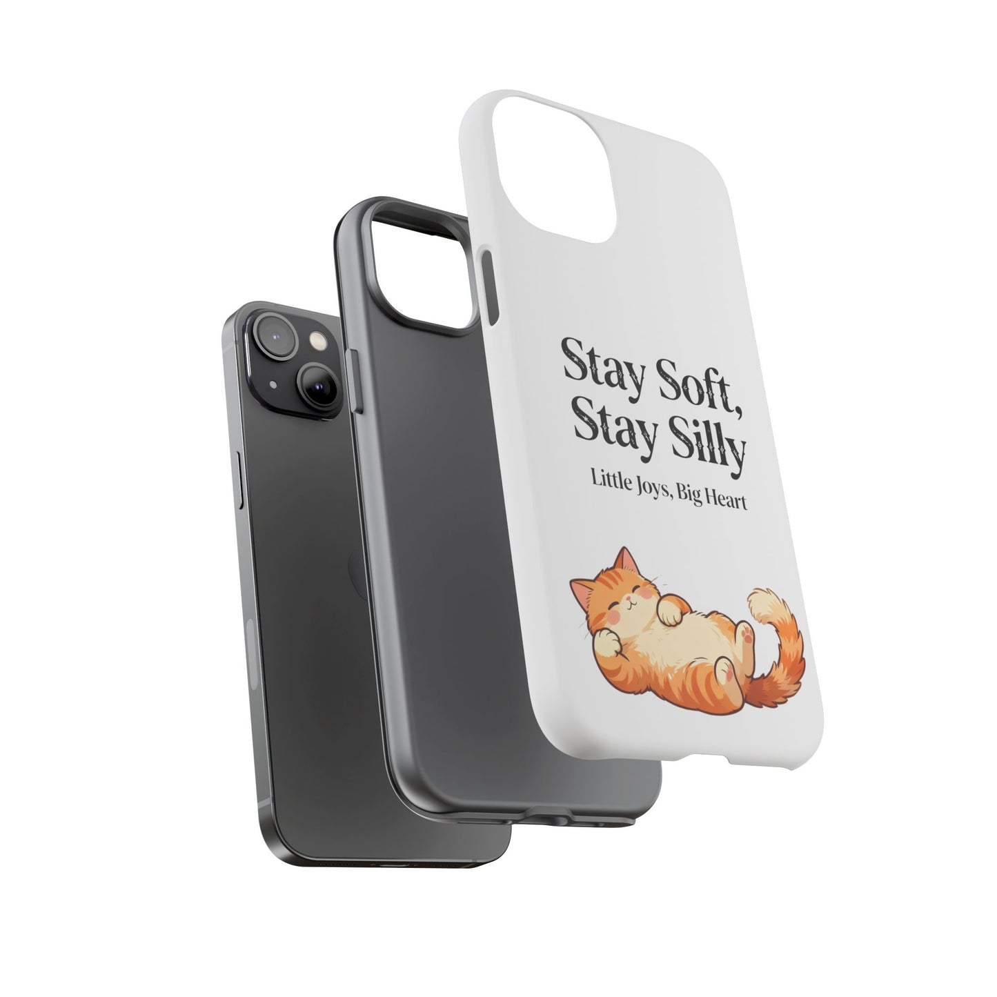 Orange Cat Aesthetic Phone Case – Stay Soft, Stay Silly | Custom Text Available | Little Joys, Big Heart