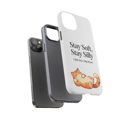 Orange Cat Aesthetic Phone Case – Stay Soft, Stay Silly | Custom Text Available | Little Joys, Big Heart