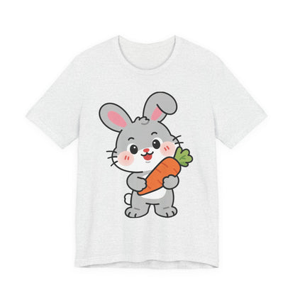 Sweet Bunny & Carrot Graphic Tee – Soft Pastel Rabbit Illustration Shirt
