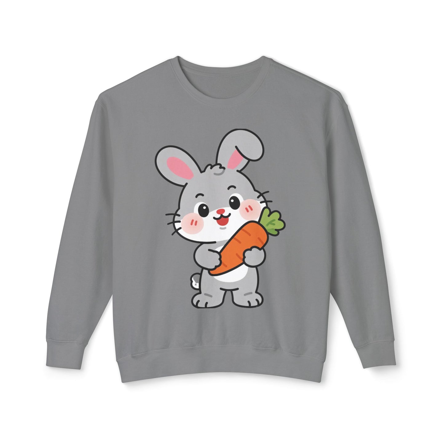 Adorable Bunny Vibes Crewneck – Cute Rabbit & Carrot Design, Aesthetic Cozy Sweatshirt for Her