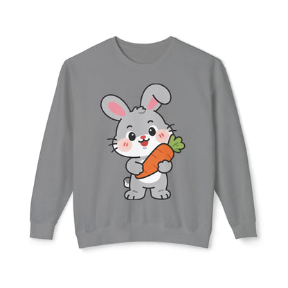 Adorable Bunny Vibes Crewneck – Cute Rabbit & Carrot Design, Aesthetic Cozy Sweatshirt for Her