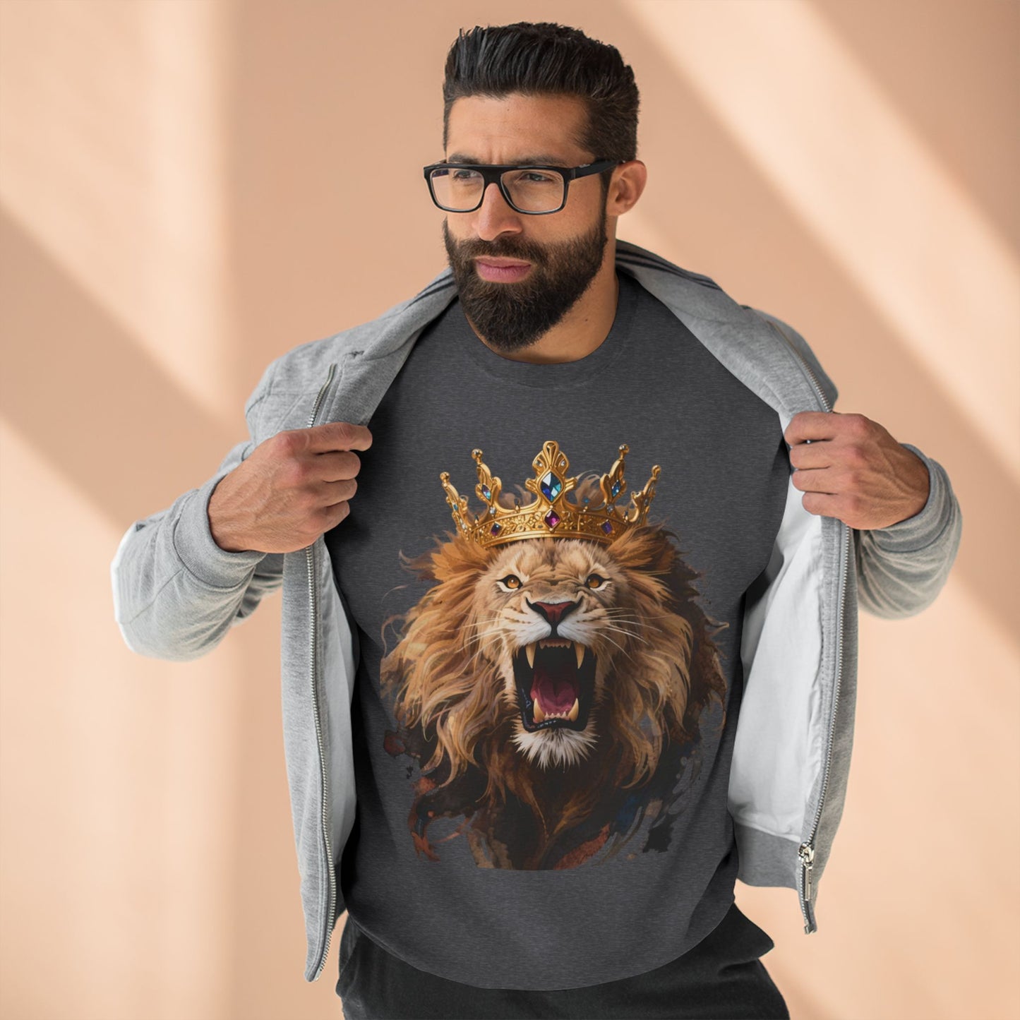 Royal King Lion Custom Crewneck Sweatshirt – Personalized Unisex Pullover