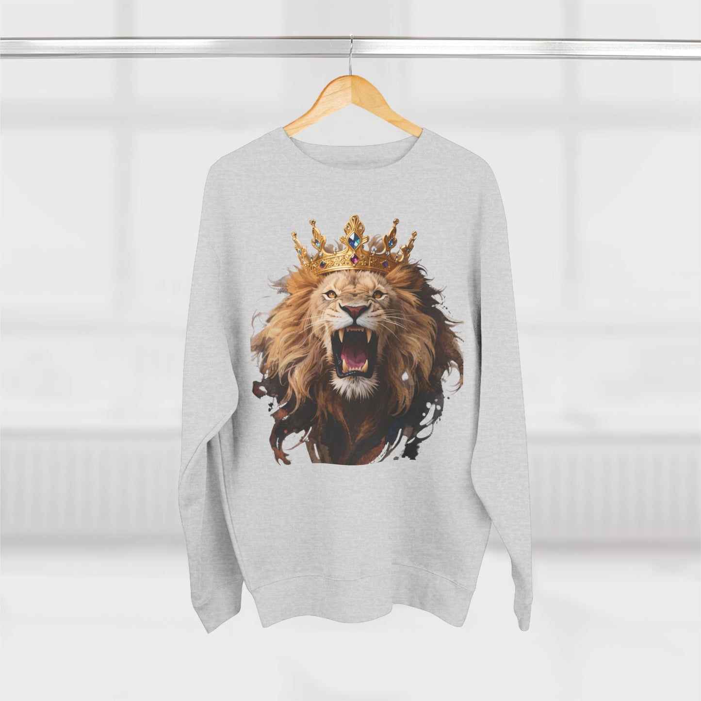Royal King Lion Custom Crewneck Sweatshirt – Personalized Unisex Pullover