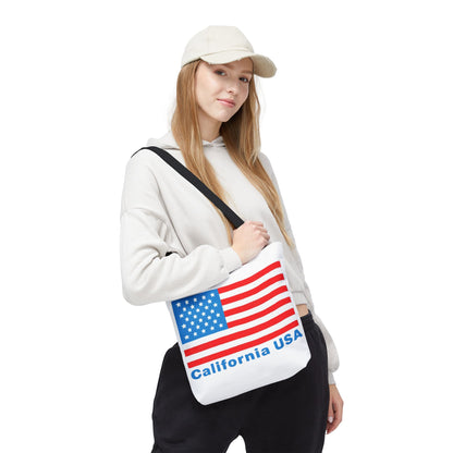 California Bear Pride Tote – Bold USA Flag Canvas Bag for Everyday Carry