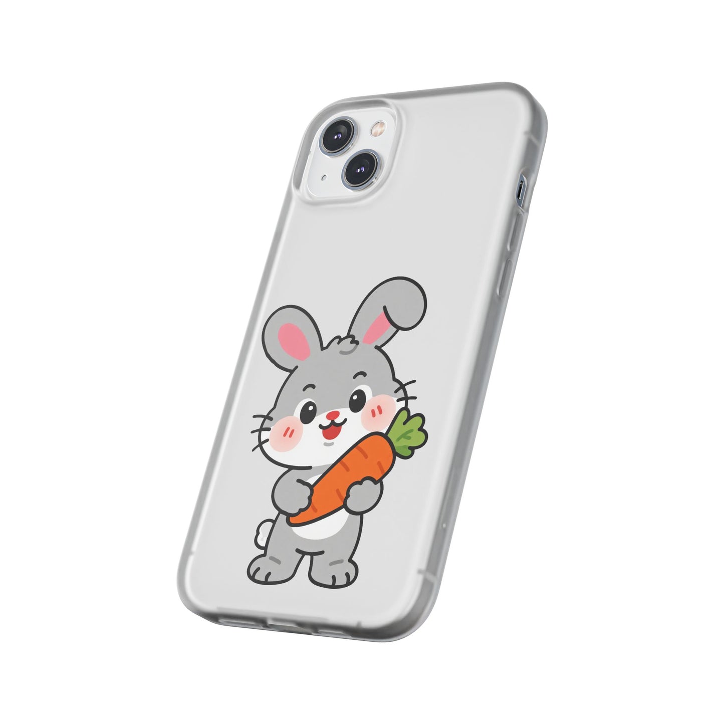 Playful Bunny Holding Carrot Phone Case – Soft, Charming Protective Cover