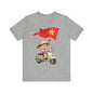 intage Vespa Rider Tee – Adorable Kid & Star Flag Illustration, Travel-Style Vietnam Graphic Shirt
