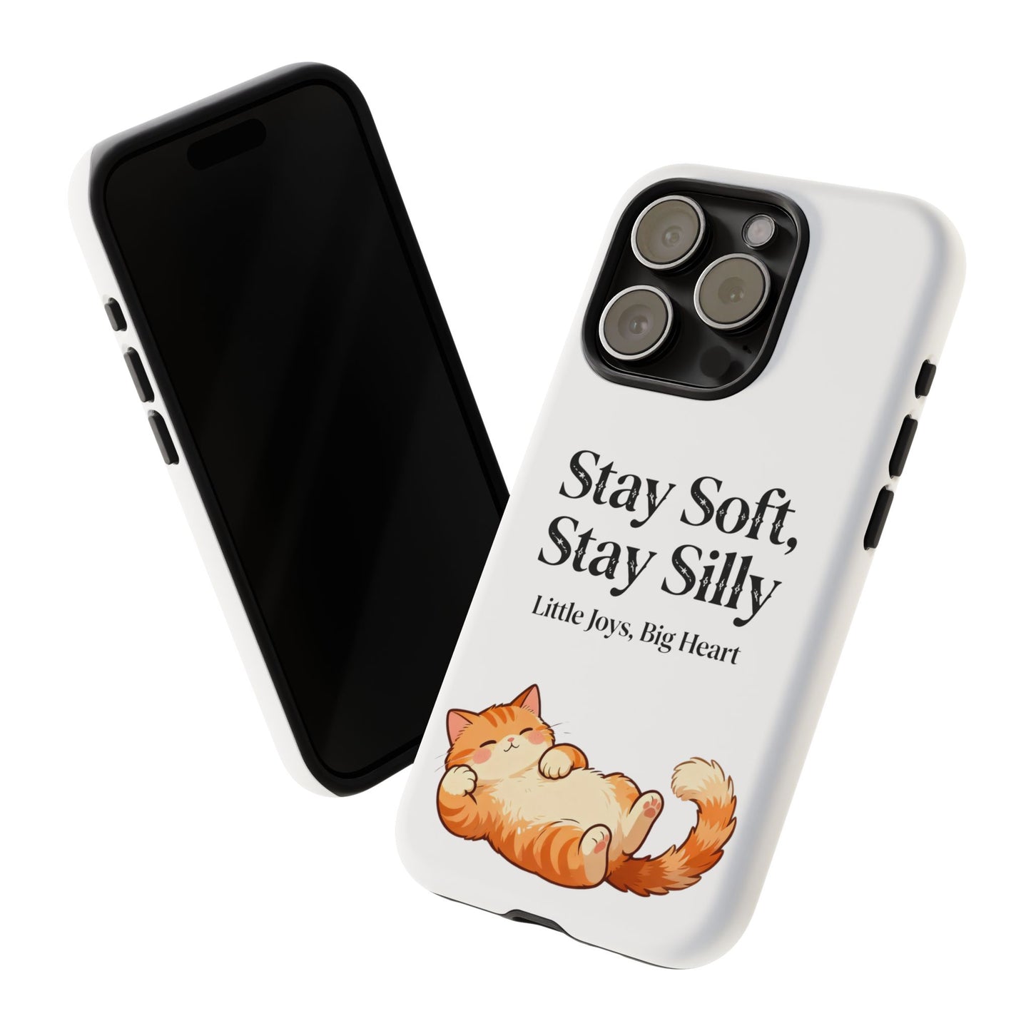 Orange Cat Aesthetic Phone Case – Stay Soft, Stay Silly | Custom Text Available | Little Joys, Big Heart