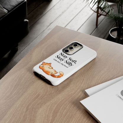 Orange Cat Aesthetic Phone Case – Stay Soft, Stay Silly | Custom Text Available | Little Joys, Big Heart