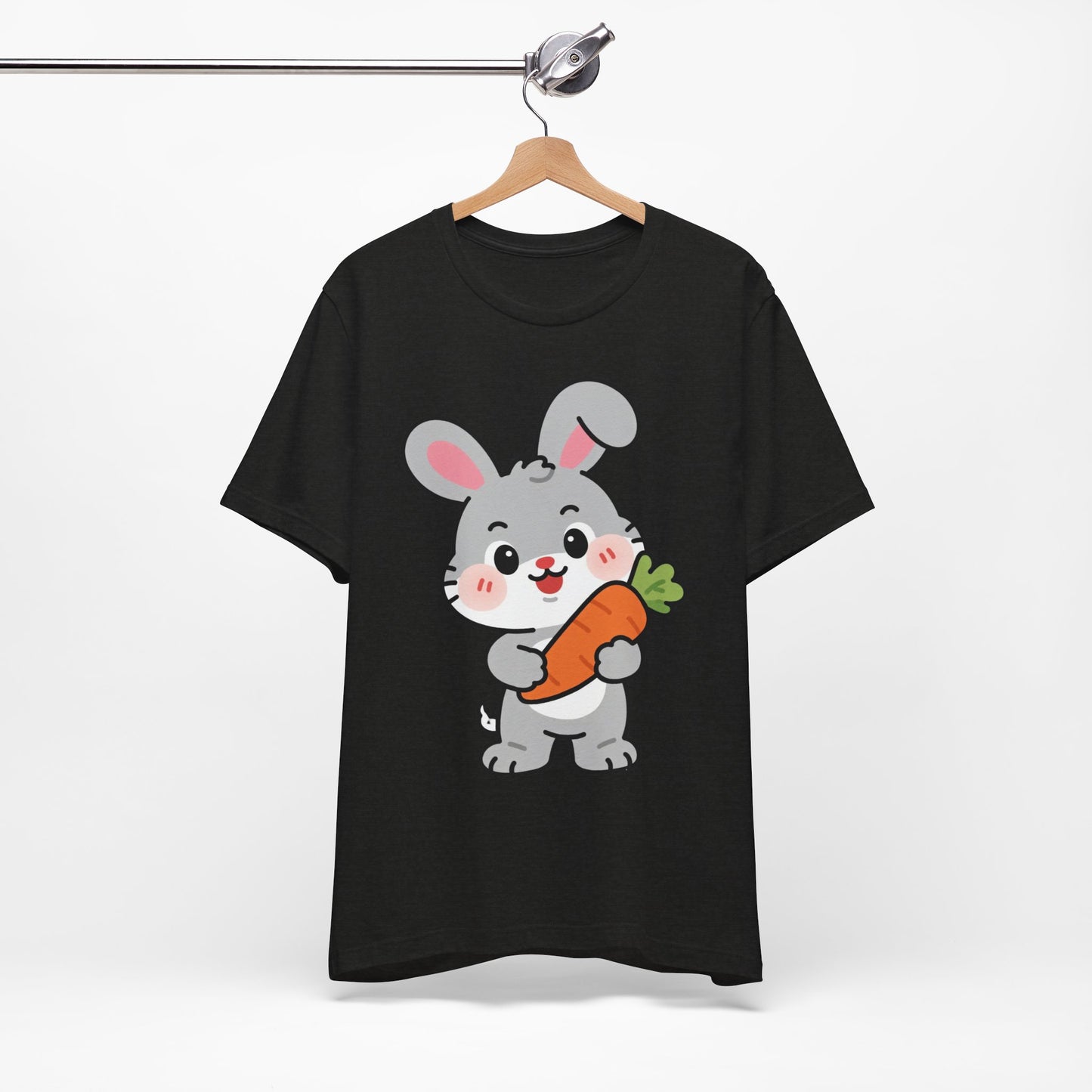 Sweet Bunny & Carrot Graphic Tee – Soft Pastel Rabbit Illustration Shirt