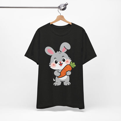 Sweet Bunny & Carrot Graphic Tee – Soft Pastel Rabbit Illustration Shirt