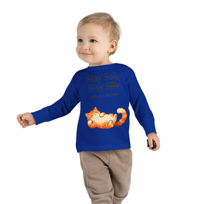 Adorable Sleeping Cat Toddler Long Sleeve – Soft & Playful “Stay Silly” Kids Top
