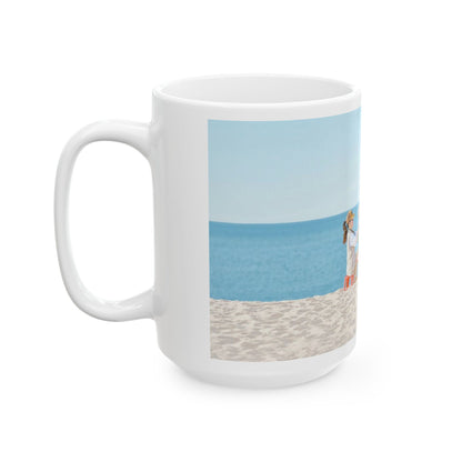 Beach Day Family Ceramic Mug – Vintage Seaside Scene (11oz & 15oz)