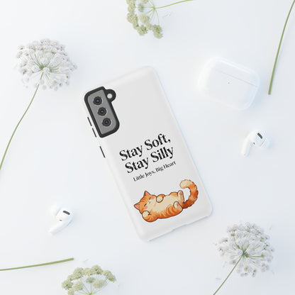 Orange Cat Aesthetic Phone Case – Stay Soft, Stay Silly | Custom Text Available | Little Joys, Big Heart