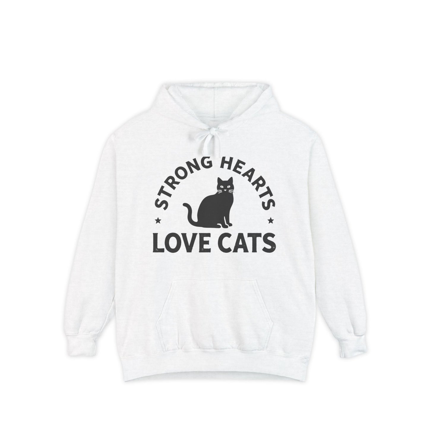 Strong Hearts Love Cats Hoodie – Bold Vintage Cat Graphic Pullover