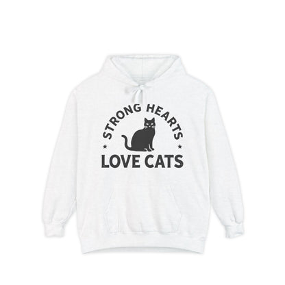 Strong Hearts Love Cats Hoodie – Bold Vintage Cat Graphic Pullover