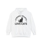 Strong Hearts Love Cats Hoodie – Bold Vintage Cat Graphic Pullover