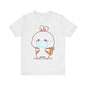 Playful Bunny in Mask T-Shirt – Adorable Carrot-Loving Rabbit Cartoon Design