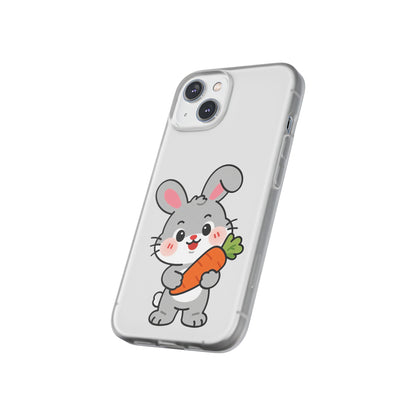 Playful Bunny Holding Carrot Phone Case – Soft, Charming Protective Cover